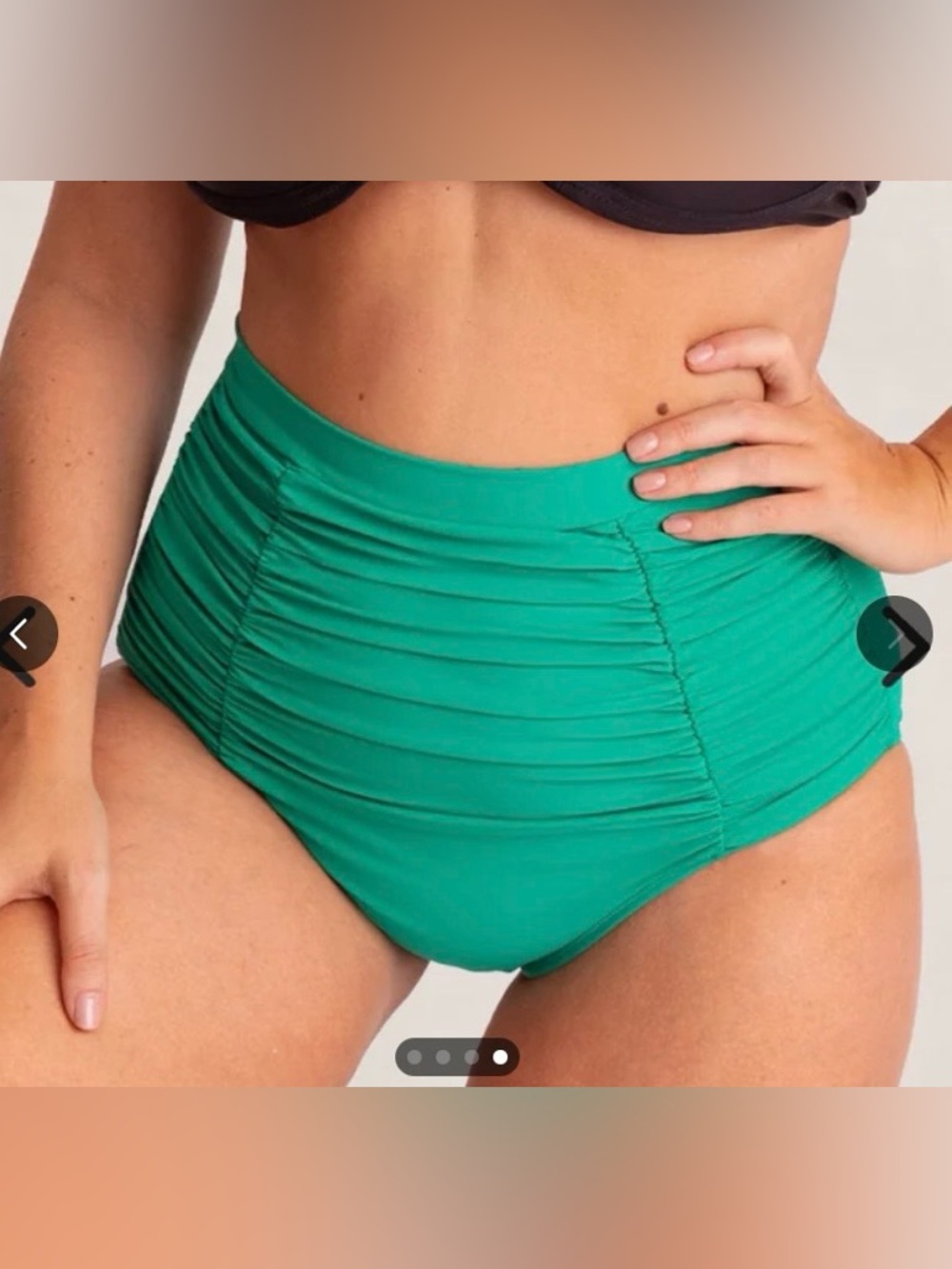 Shapermint Kelly Green High-Waist Control Ruched Bikini Bottom